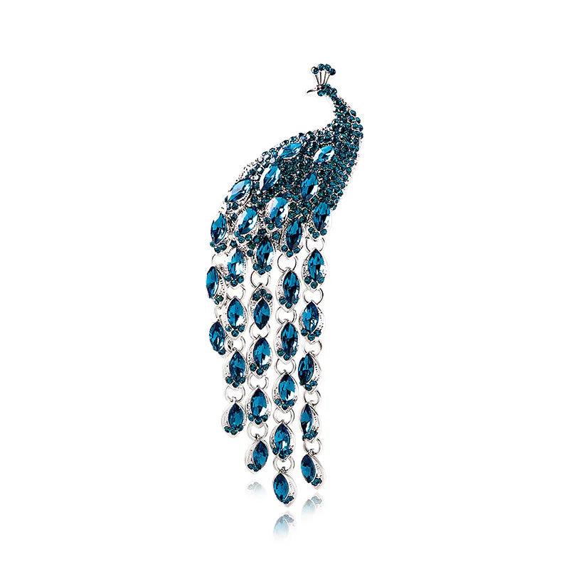 Peacock Tassel Brooch Crystal Pin Jewelry