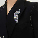 Peacock Tassel Brooch Crystal Pin Jewelry