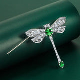 French Emerald Texture Zircon Dragonfly Brooch Women's Corsage