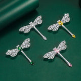 French Emerald Texture Zircon Dragonfly Brooch Women's Corsage