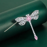 French Emerald Texture Zircon Dragonfly Brooch Women's Corsage