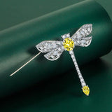 French Emerald Texture Zircon Dragonfly Brooch Women's Corsage