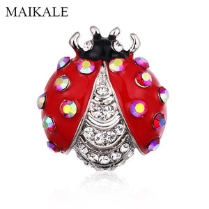 Vintage High Red Crystal Ladybug Brooch Pins Rhinestone Enamel Insect Brooches