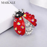 Vintage High Red Crystal Ladybug Brooch Pins Rhinestone Enamel Insect Brooches