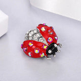Vintage High Red Crystal Ladybug Brooch Pins Rhinestone Enamel Insect Brooches