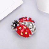 Vintage High Red Crystal Ladybug Brooch Pins Rhinestone Enamel Insect Brooches