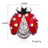Vintage High Red Crystal Ladybug Brooch Pins Rhinestone Enamel Insect Brooches