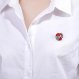 Vintage High Red Crystal Ladybug Brooch Pins Rhinestone Enamel Insect Brooches