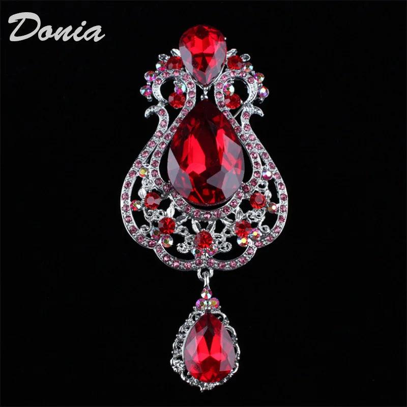 Donia Jewelry Aristocratic Glass-Studded Brooch