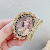 Vintage Crown Avatar Pearl Brooch Women Jewelry Accessories