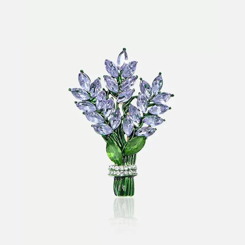 Lavender Flower Crystal Lapel Pin Botany Vindicate