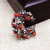 Vintage Stone Crystal Flower Brooch Pin Wedding Jewelry