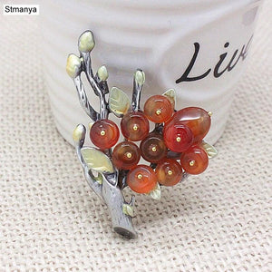 Vintage Natural Stone Brooch Pin for Men Women Scarf Buckle Fine H1238