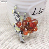 Vintage Natural Stone Brooch Pin for Men Women Scarf Buckle Fine H1238