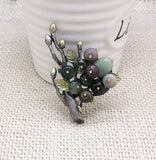 Vintage Natural Stone Brooch Pin for Men Women Scarf Buckle Fine H1238