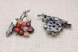 Vintage Natural Stone Brooch Pin for Men Women Scarf Buckle Fine H1238