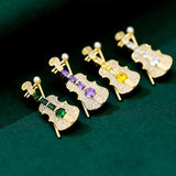 Vintage Piano Pearl Crystal Brooch Pin Coat Jewelry Party Badge