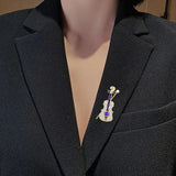 Vintage Piano Pearl Crystal Brooch Pin Coat Jewelry Party Badge