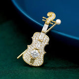 Vintage Piano Pearl Crystal Brooch Pin Coat Jewelry Party Badge
