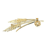 Red Cubic Zircon Wheat Brooch with Pearl