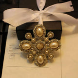 Retro Antique Cross Pearl Brooch Female Corsage Accessories Brooches