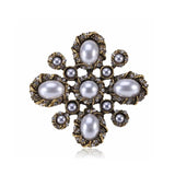 Retro Antique Cross Pearl Brooch Female Corsage Accessories Brooches