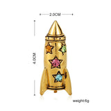 Vintage Crystal Star Rocket Shape Brooch Harajuku Astronaut Suit Collar Clip