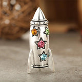 Vintage Crystal Star Rocket Shape Brooch Harajuku Astronaut Suit Collar Clip