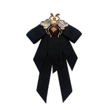 Vintage Fabric Ribbon Bow Bee Brooch Rhinestone Pin