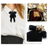Vintage Fabric Ribbon Bow Bee Brooch Rhinestone Pin