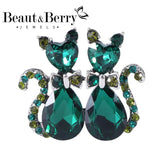Beaut&Berry Crystal Ladies Bow Kitten Pin Couples Brooch