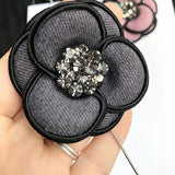 Korea Retro Fabric Camellia Flower Pearl Brooches for Women