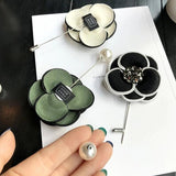 Korea Retro Fabric Camellia Flower Pearl Brooches for Women