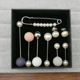 9PCS Simulated Pearl Brooches for Women Accessories Safety Piercing Scarf Pins