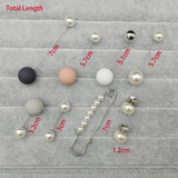 9PCS Simulated Pearl Brooches for Women Accessories Safety Piercing Scarf Pins