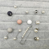 9PCS Simulated Pearl Brooches for Women Accessories Safety Piercing Scarf Pins