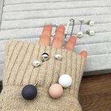 9PCS Simulated Pearl Brooches for Women Accessories Safety Piercing Scarf Pins