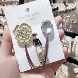 Camellia Lace Plaid Retro Style Brooch with Tassel Rose Pendant