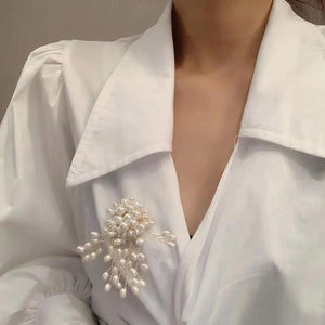 Exaggerated Pearl Flower Brooch Pin Wedding Bouquet Jewelry