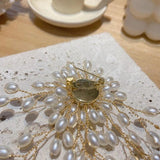 Exaggerated Pearl Flower Brooch Pin Wedding Bouquet Jewelry