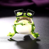 Green Frog Pin Brooches Animal Hijab Pin Coat Collar Cartoon Brooch