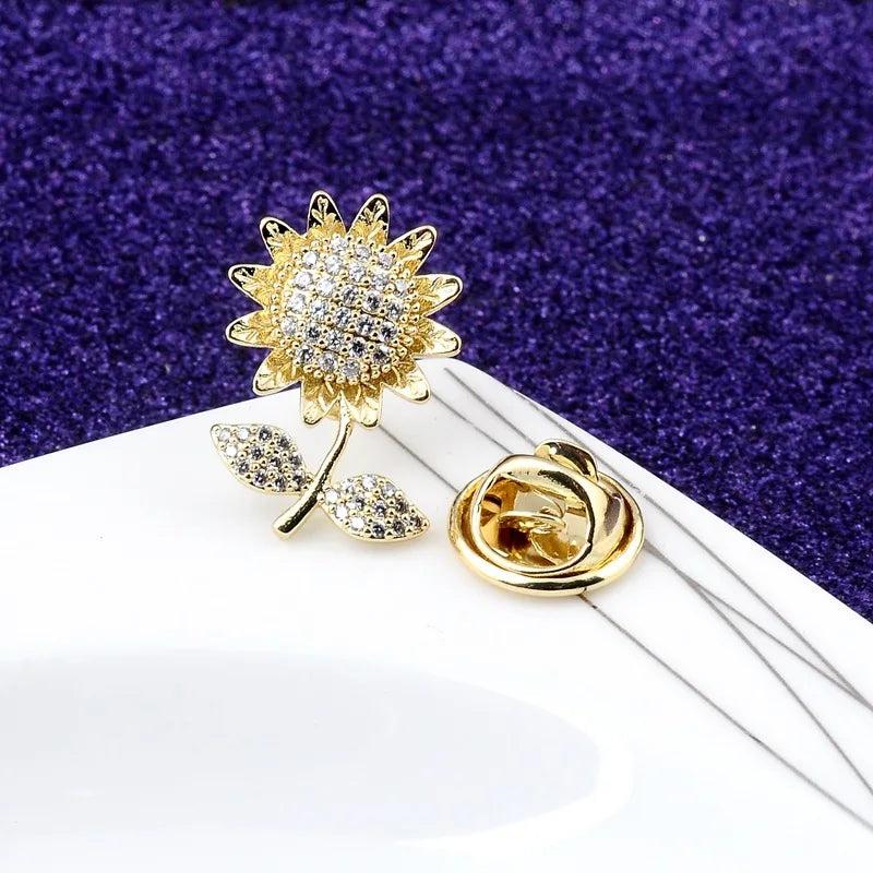 Sunflower Brooch Women's Mini Belt Buckle Dress Anti-Exposure Buckle