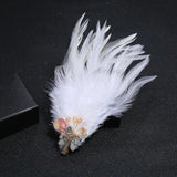 Crystal Feather Brooch Pin Retro Style Femininity Brooch