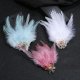 Crystal Feather Brooch Pin Retro Style Femininity Brooch