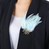 Crystal Feather Brooch Pin Retro Style Femininity Brooch