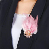 Crystal Feather Brooch Pin Retro Style Femininity Brooch