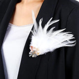 Crystal Feather Brooch Pin Retro Style Femininity Brooch