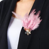 Crystal Feather Brooch Pin Retro Style Femininity Brooch
