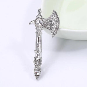 Enamel Silver Ax Shape Brooch