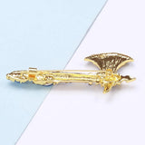 Enamel Silver Ax Shape Brooch